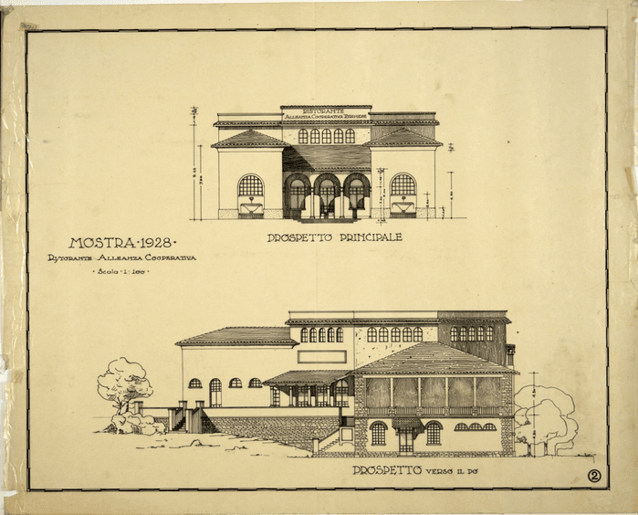 Esposizione di Architettura e Arti Decorative  di Torino del 1928: ristorante dell'Alleanza Cooperativa Torinese 