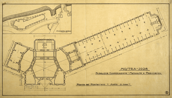 Esposizione di Architettura e Arti Decorative  di Torino del 1928: padiglione Cooperazione Mutualità e Previdenza