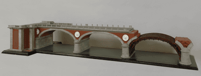 Modello del ponte sul Po a monte del Castello del Valentino (Ponte Isabella) 31,5x205x68 