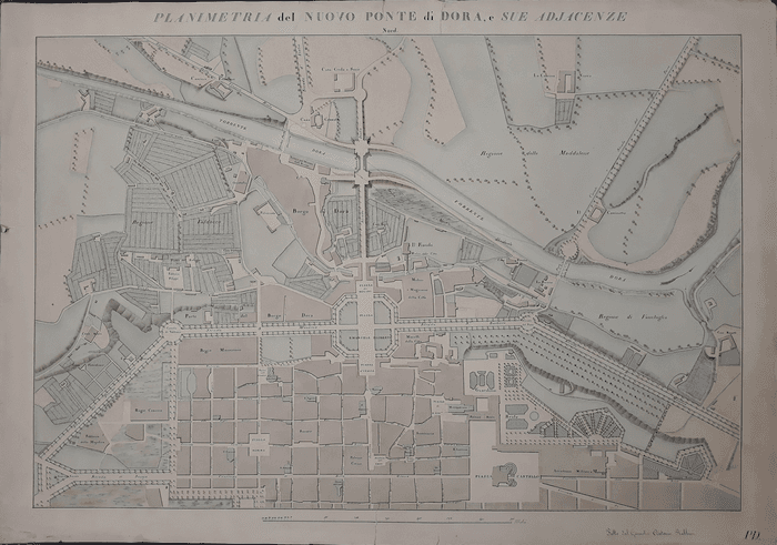 Planimetria del Nuovo Ponte di Dora e sue Adjacenze.