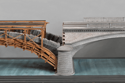 Modello del ponte sul Po a valle della Piazza Vittorio Emanuele in Torino 