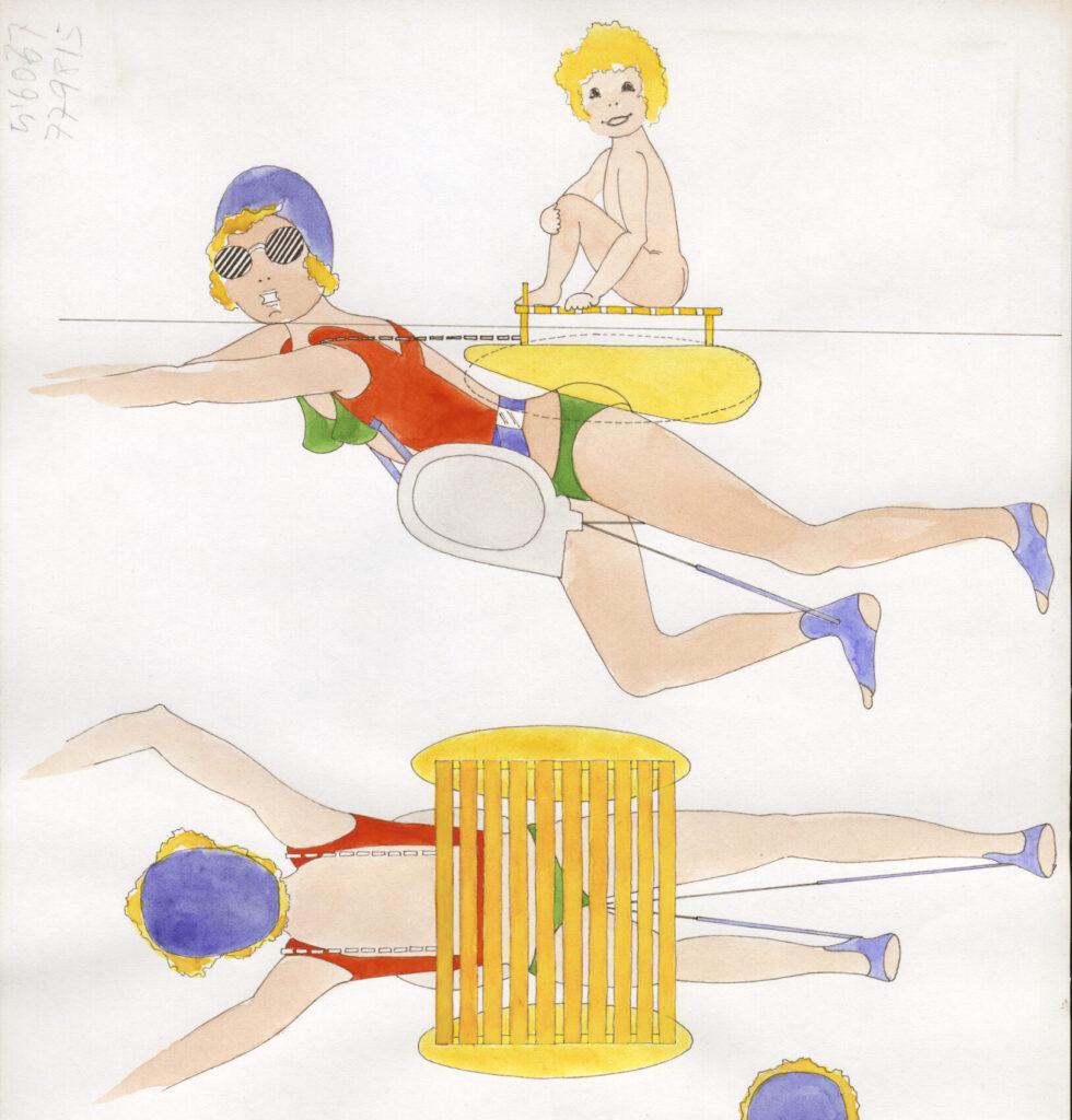 <p>Fondo Sergio Hutter. Elena di Rovasenda, bozzetto illustrativo di propulsore acquatico, 1983.</p>
