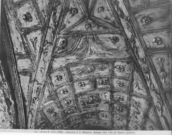 Roma - Catacombe di S. Sebastiano. Dettaglio della volta del Sepolcro apostolico