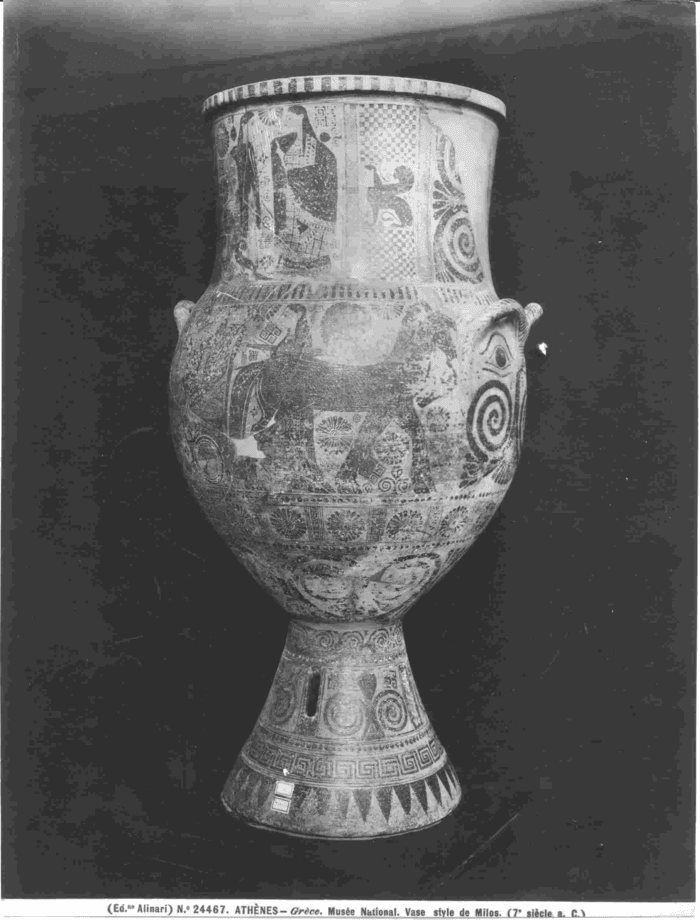 Athènes - Musée National. Vase style de Milos (VII siècle a. C.)
