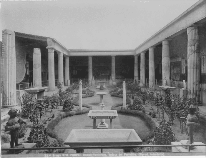 Pompei - Domus Vettiorum. Veduta del Peristilio.