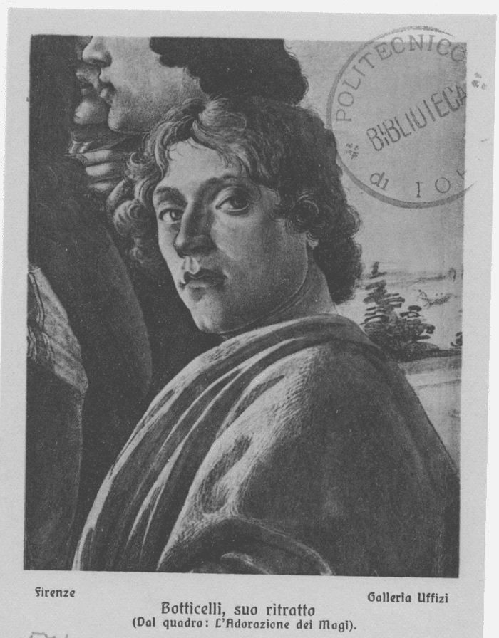 Botticelli, suo ritratto (Dal quadro : L'Adorazione dei Magi) - (Firenze - Galleria Uffizi)