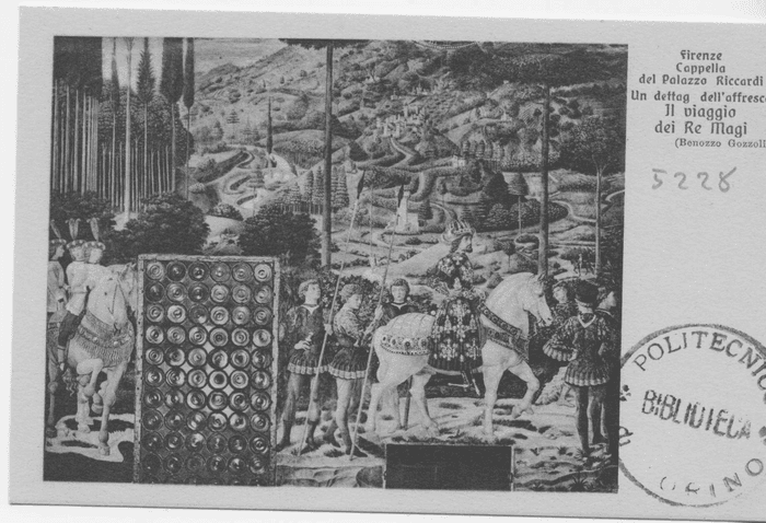 Un dettaglio dell'affresco Il viaggio dei Re Magi (Benozzo Gozzoli) - (Firenze - Cappella del Palazzo Riccardi)