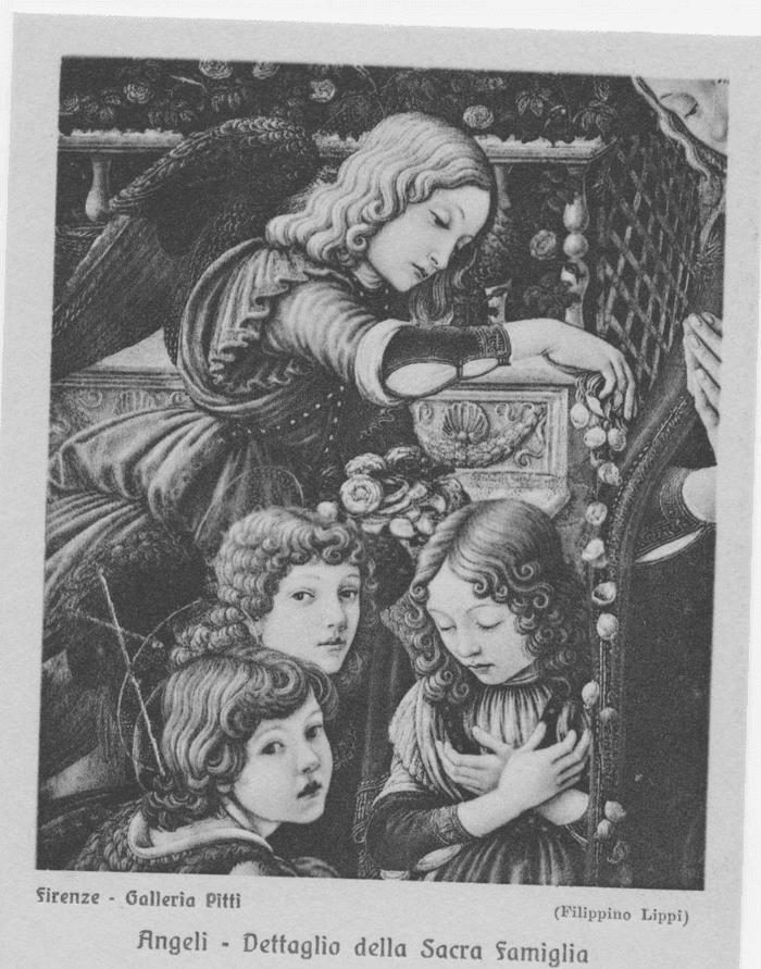 Angeli - dettaglio della Sacra Famiglia (Filippino Lippi) (Firenze - Galleria Pitti)