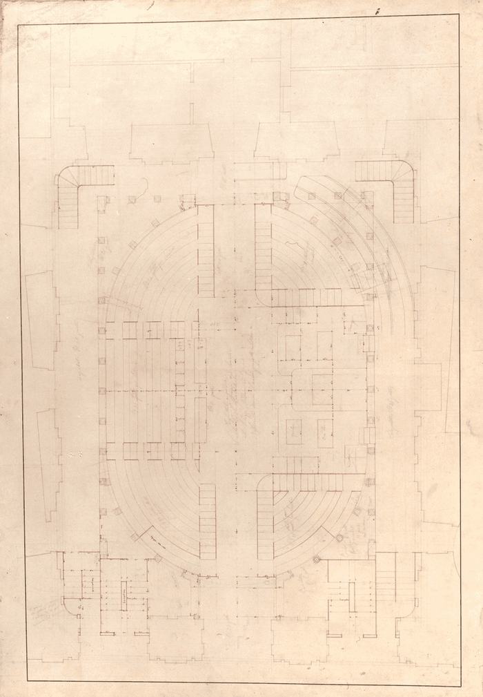 Progetto di trasformazione dell'aula del Senato Subalpino in Palazzo Madama, pianta