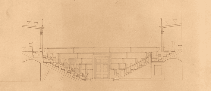 Progetto per l'aula del Senato Subalpino in Palazzo Madama, sezione trasversale
