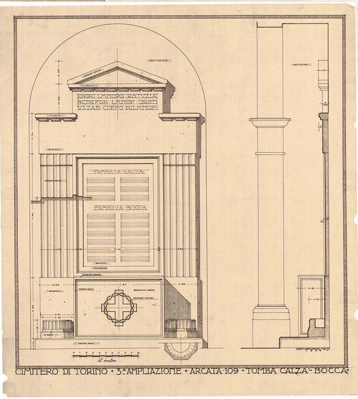 Cimitero di Torino + 3a Ampliazione + Arcata 109 + Tomba Calza-Bocca.