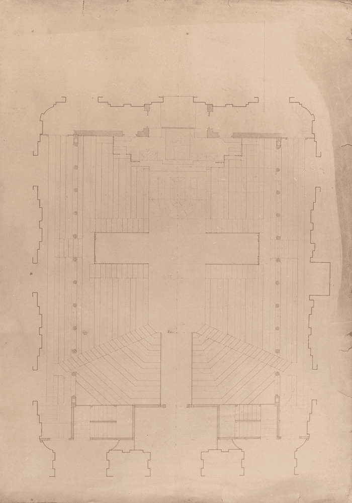 progetto per l'aula del Senato Subalpino in Palazzo Madama, pianta