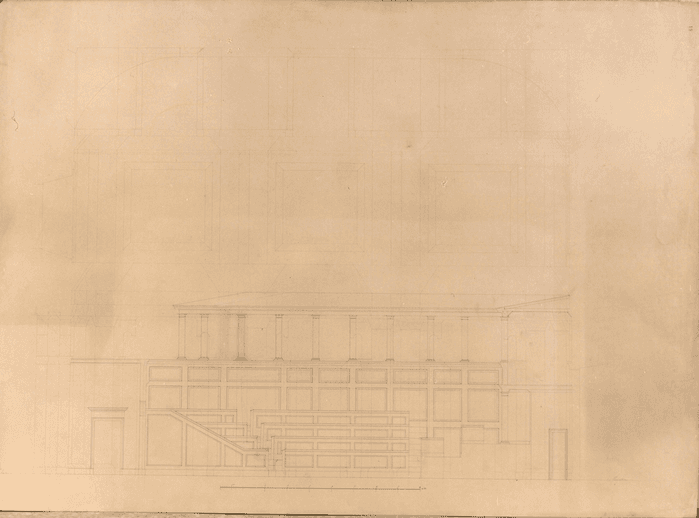 Primo progetto per l'aula del Senato, sezione trasversale