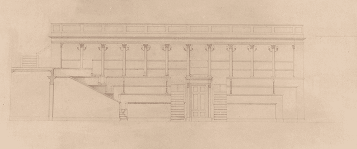 Progetto per l'aula del Senato Subalpino in Palazzo Madama, sezione longitudinale