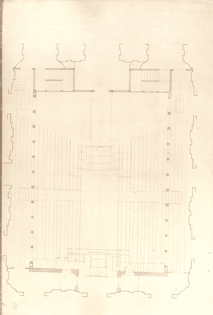 Progetto di modifica dell'aula del Senato Subalpino in Palazzo Madama, non realizzato, pianta
