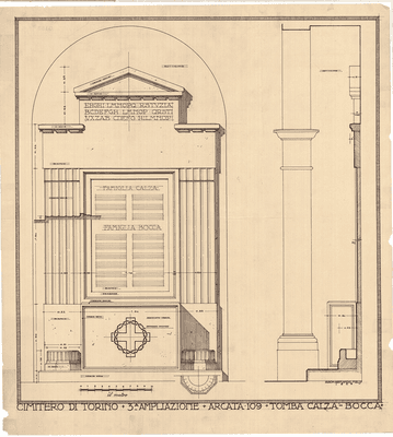 Cimitero di Torino + 3a Ampliazione + Arcata 109 + Tomba Calza-Bocca.