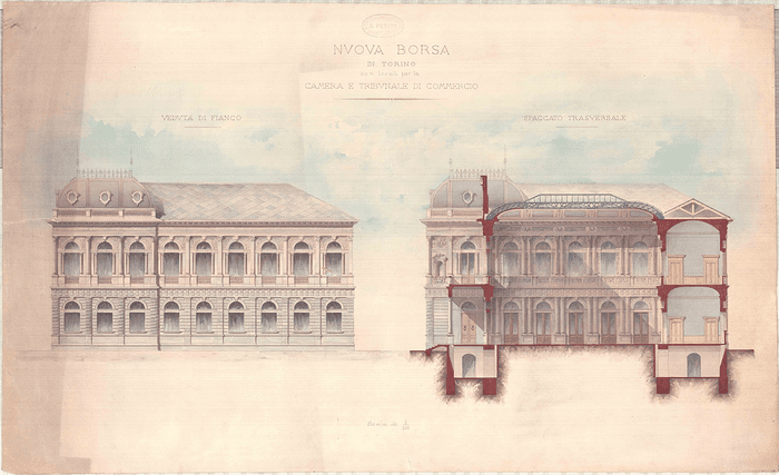 Nuova Borsa di Torino con locali per la Camera e Tribunale di Commercio