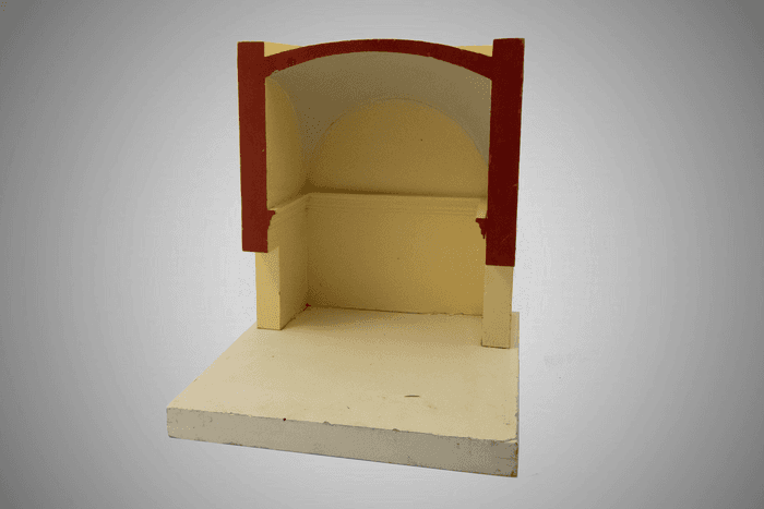 Modello di volta a vela su pianta rettangolare con l’intradosso generato da un arco di circolo di forma variabile - Collezione Curioni