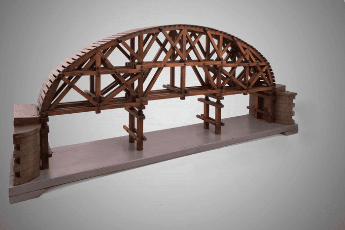Modello in legno di armatura per la costruzione di grandi archi (armatura fissa) - Collezione Curioni