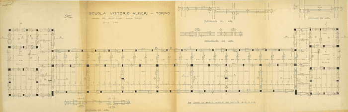 Scuola Vittorio Alfieri, disegni (strutture), via Susa, Torino