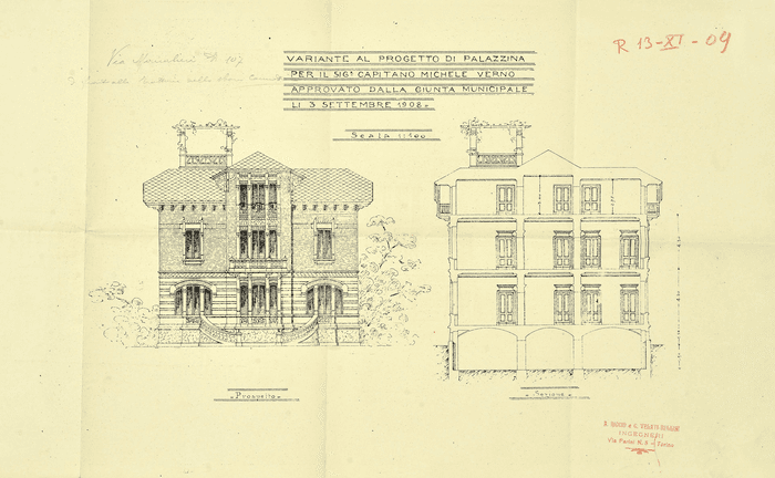 Palazzina Verno, stradale Moncalieri 107 (oggi corso Moncalieri), Torino