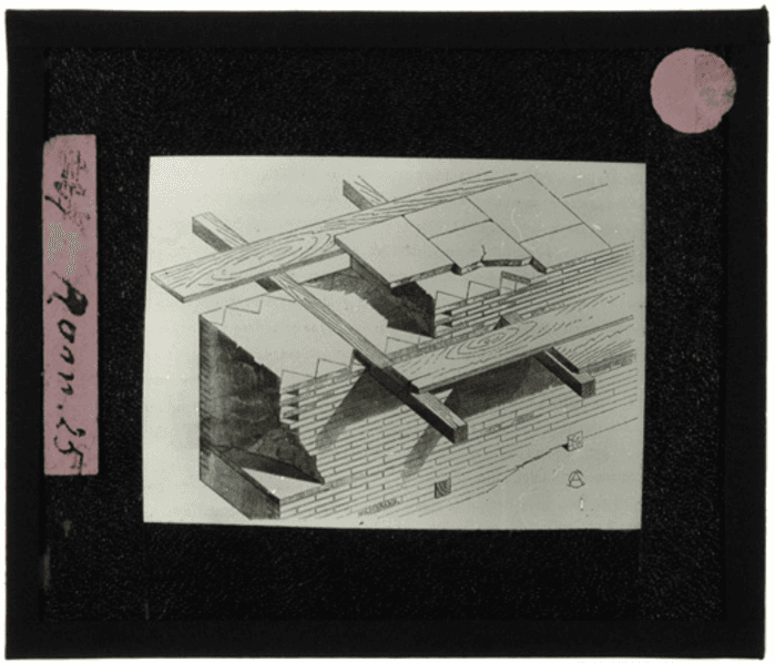 Roma, solaio legno su muratura laterizio, disegno