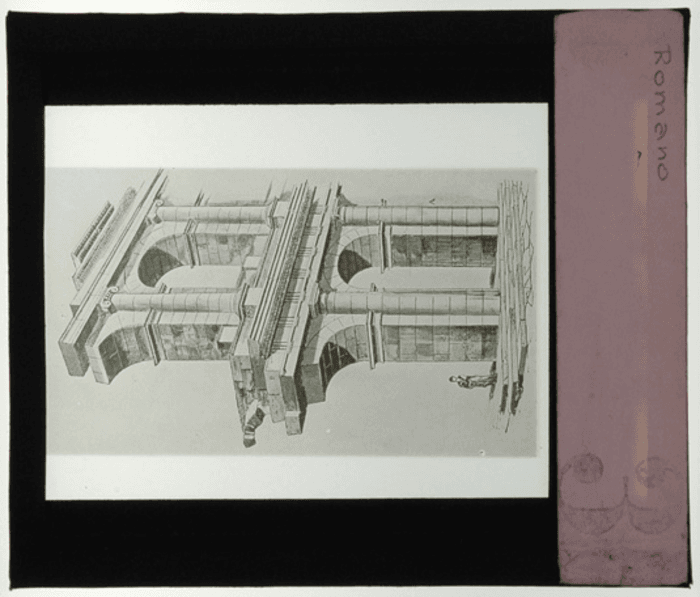 Non identificato, particolare archivolti, disegno