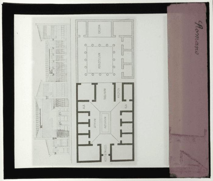 Non identificato, pianta e sezione abitazione romana