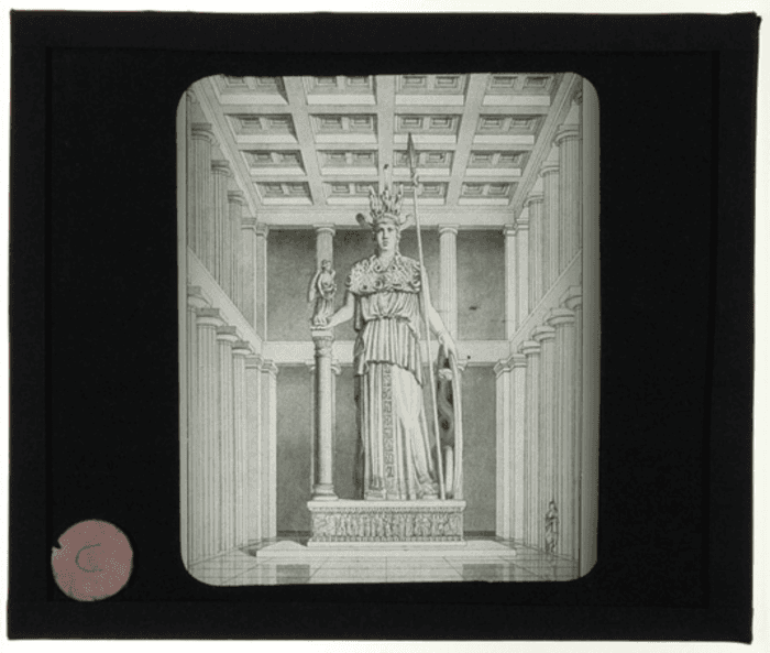 Non identificato, monumento antropomorfo in tempio, disegno