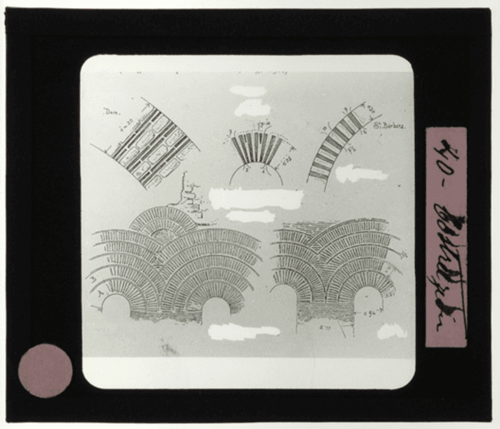 Non identificato, particolari archi di scarico, disegno