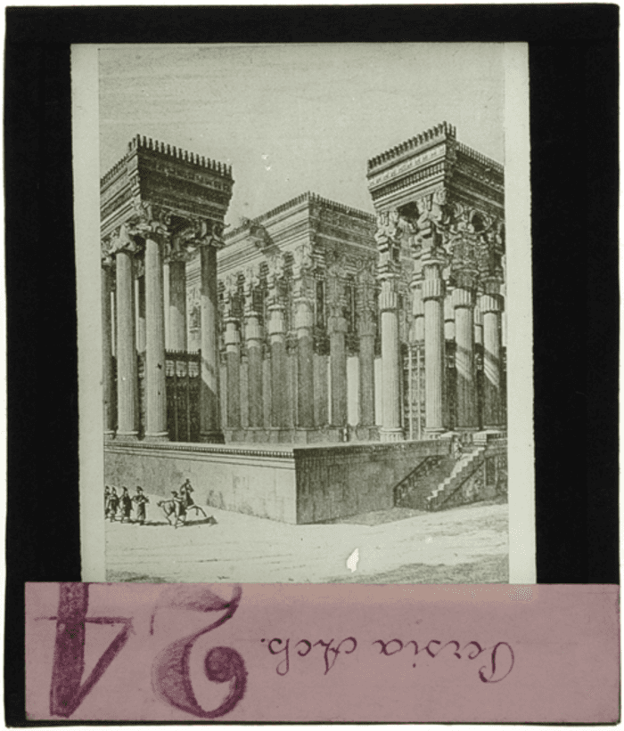 Non identificato, architettura persiana, colonnato, disegno