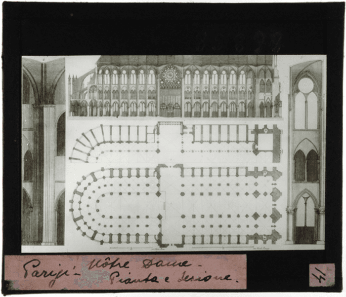 Parigi, Notre Dame, pianta e sezioni