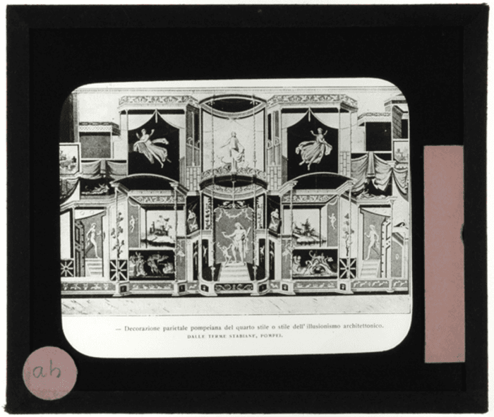 Pompei, Terme Stabiane, decorazione parietale del Quarto stile