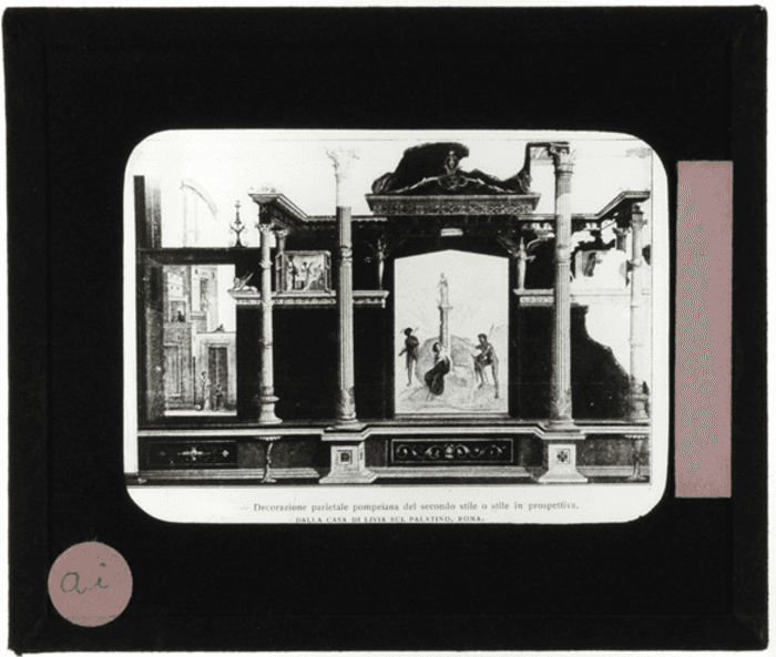 Roma, Palatino, casa di Livia, decorazione parietale pompeiana del Secondo stile