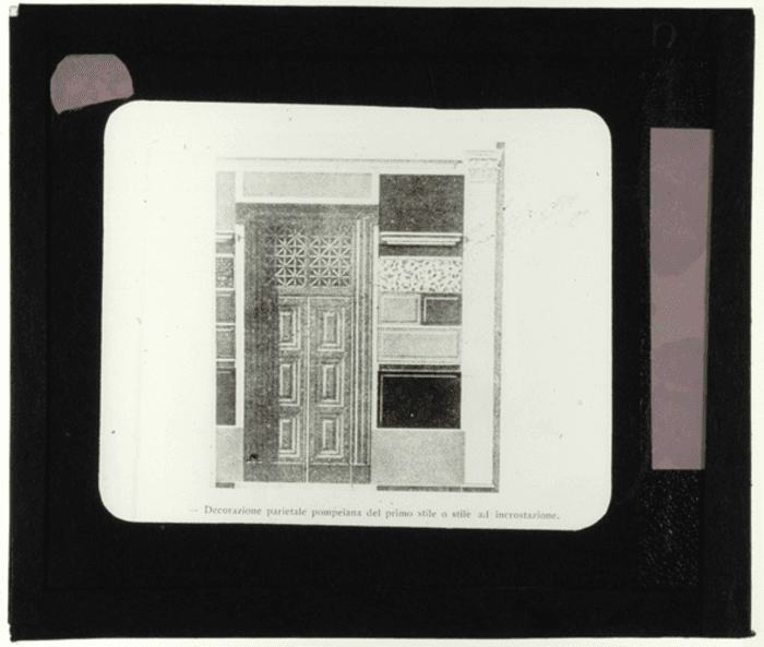 Non identificato, disegno, decorazione parietale pompeiana del primo stile