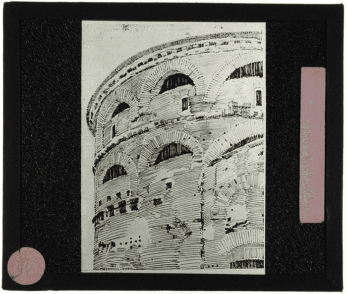 Roma, disegno, Pantheon, esterno, particolare