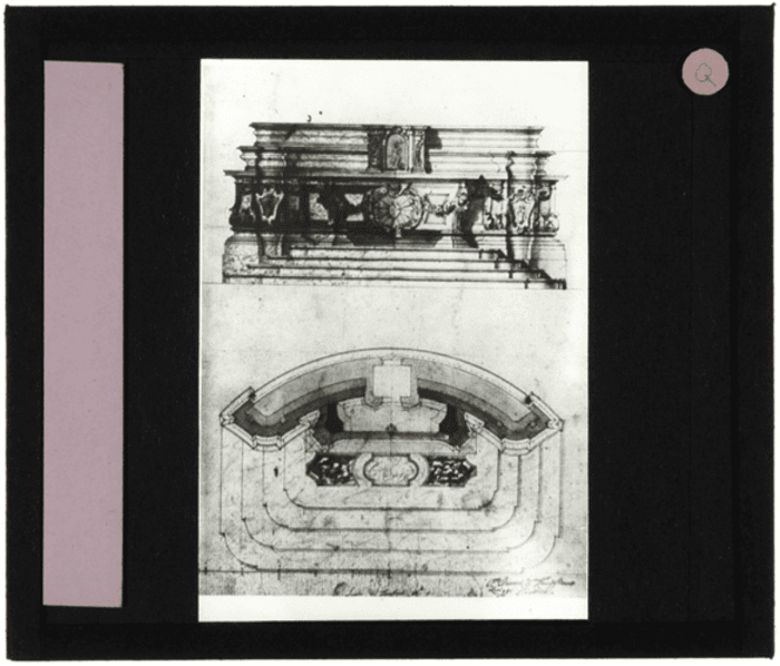 Non identificato, disegno, pianta e prospetto di altare