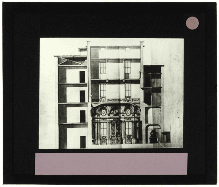 Non identificato, disegno, sezione di palazzo