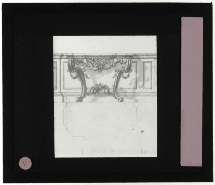 Non identificato, disegno, prospetto e pianta di consolle