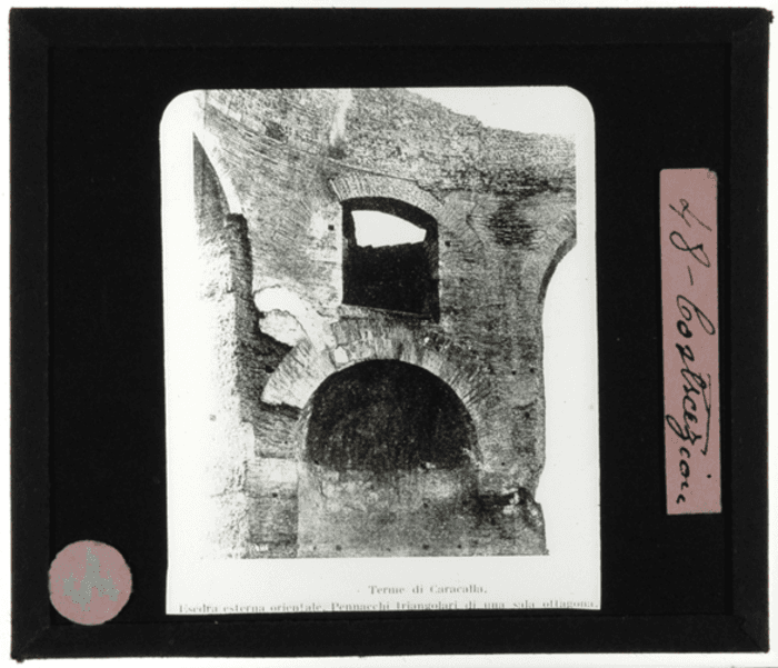 Roma, terme di Caracalla, esedra esterna orientale, pennacchi triangolari di una sala ottagona