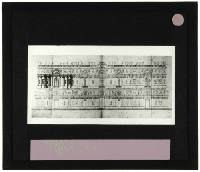 Non identificato, disegno, prospetto di palazzo