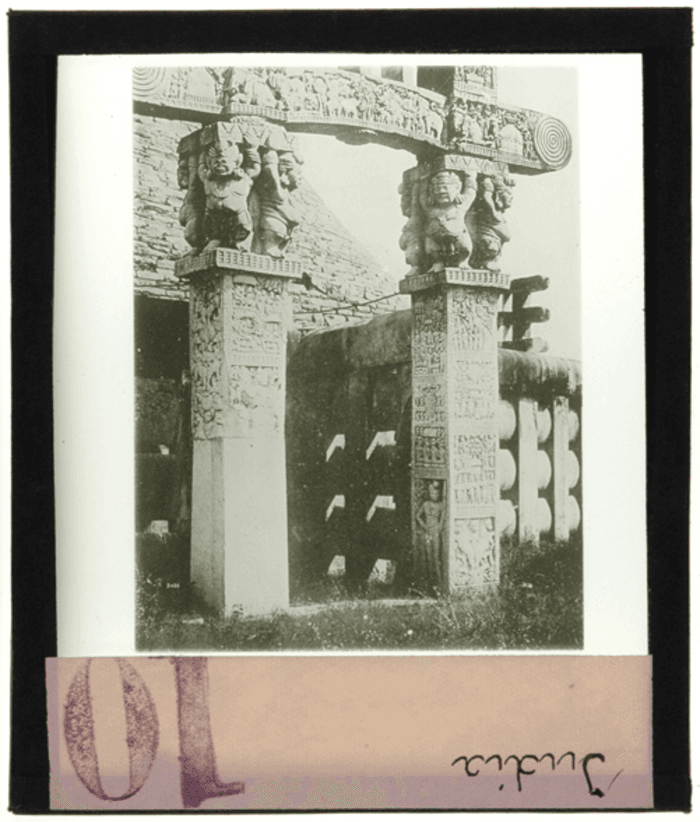 India, Madhyapradesh, Sanci, architettura buddhistica, tempio, torana sud, particolare