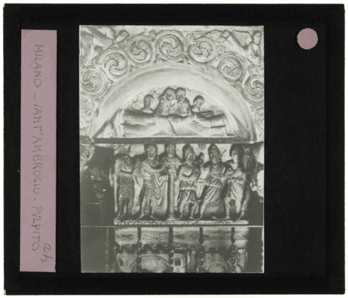 Milano, Sant'Ambrogio, interno, pulpito, decorazione, particolare