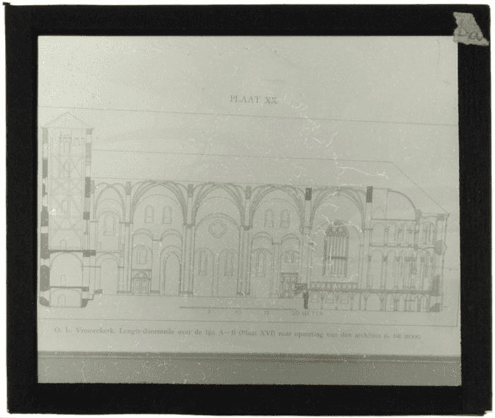 Belgio, Bruges, Onze Lieve Vrouwekerk, interno, sezione, disegno