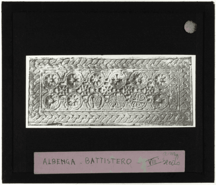 Albenga (SV), battistero, bassorilievo, particolare