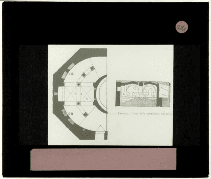 Ravenna, chiesa cattedrale, cripta, pianta, sezione, disegno