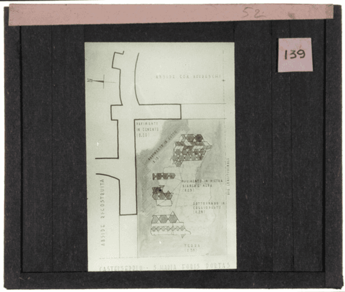 Castel Seprio (VA), Santa Maria foris portas, pianta, pavimento, disegno