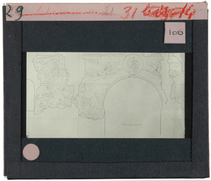 Non identificato, disegno, arco, muratura, affresco