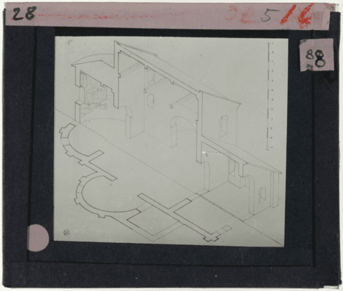 Non identificato, chiesa, assonometria pianta e interno