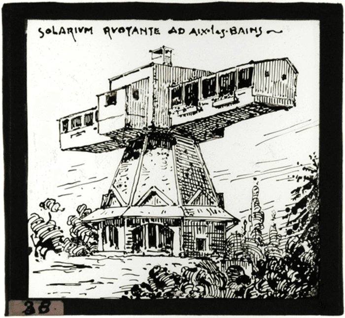 Francia, Aix Le Bains, edificio, esterno, disegno assonometria